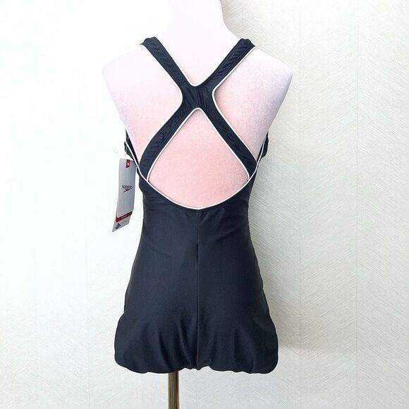 Speedo Stretch Racerback Moderate Black One Piece Swimwear Womens Size 12 NWT - Picture 3 of 16